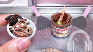 mini food Real Nutella Ice Cream Rolls  Strawberry jelly roll FAIL  NO TALK ASMR [upl. by Aneeuqal]