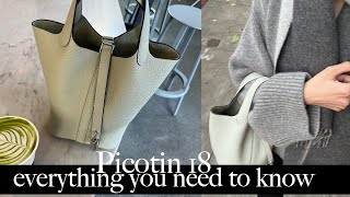 Hermes Picotin 18 Gris Neve in depth review  storage pros and cons comparison with picotin 22 [upl. by Asiel20]