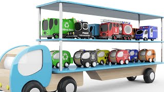 Colors for Children to Learn with Truck Transporter Toy Street Vehicles  Fun Educational Videos [upl. by Laurette261]