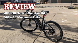 ANCHEER Electric Mountain Bike 500W 26 Commuter Ebike Review [upl. by Ahsikym]