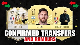 FIFA 22  NEW CONFIRMED TRANSFERS amp RUMOURS 😱🔥 ft Messi Ruffier Thierry Henry etc [upl. by Fianna]