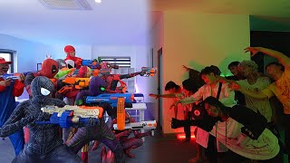 Super Power Class  Episode 2   Protect SpiderMan School From ZOMBIES  Nerf Gun War [upl. by Tigram704]