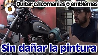 Quitar emblemas o calcomanías de motos o autos sin dañar la pintura [upl. by Nyladnek]