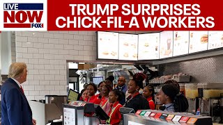 SURPRISE Donald Trump visits ChickfilA in Atlanta  LiveNOW from FOX [upl. by Hametaf726]