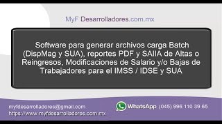 MovAfil Trabajadores para generar archivos SUA DispMag cargas batch al SUA IDSE o IMSS [upl. by Allyn401]