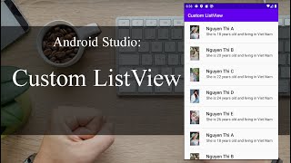 Custom Listview with image and text  android tutorial studio [upl. by Lednik926]