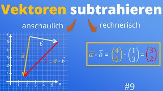 Vektoren subtrahieren  Anschaulich und rechnerisch  Koordinatengeometrie Vektorgeometrie 9 [upl. by Howlan21]