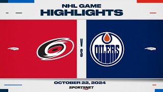 NHL Highlights  Hurricanes vs Oilers  October 22 2024 [upl. by Akfir945]