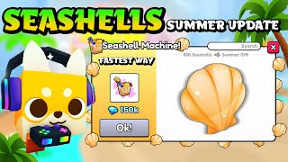 FASTEST WAY TO GET SEASHELLS IN SUMMER EVENT In Pet Simulator 99  Roblox [upl. by Inotna]