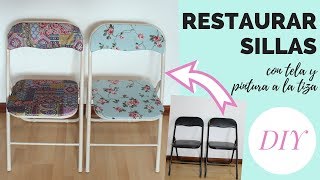 Restaurar sillas con tela y pintura a la tiza  DIY [upl. by Armallas]