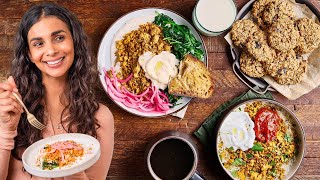 5 EASY BREAKFASTS plantbased amp highprotein [upl. by Ahsimat]