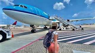 🇸🇽 Sint Maarten SXM to Amsterdam Schiphol AMS 🇳🇱 KLM Airbus A330 via Curaçao FULL FLIGHT REPORT [upl. by Orth963]