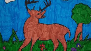 Reindeer Drawing  My drawings  Drawing ideas [upl. by Maud]