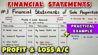 3 Financial Statements  Profit and Loss Ac with Practical Example  Class 11  By Saheb Academy [upl. by Angi]