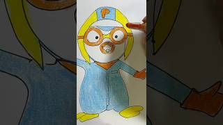 Drawing Pororo  Cartoon character dandiart drawing pororo [upl. by Seys863]