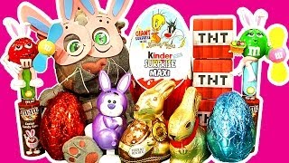 Kinder Surprise Maxi Egg Easter Bunny Eggsplosion Toy Madness PlayDoh TNT Unboxing [upl. by Niliram]