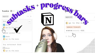 how to create a notion progress bar  subtasks [upl. by Trini]