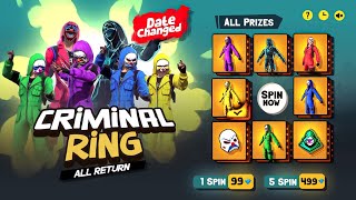 Date Changed ❌  All Criminal Bundle Return 😮  Mystery Shop Event Free Fire  Free Fire New Event [upl. by Nelle]