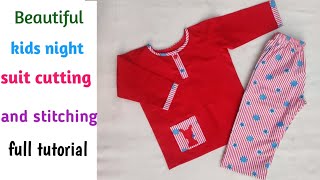 Baby night suit pajama with shirt cutting and stitching 34 year old girl night dressPinki DIY [upl. by Salesin]