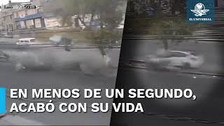 IMPACTANTE Captan momento exacto de choque de automovilista auto quedó destrozado [upl. by Laveen829]