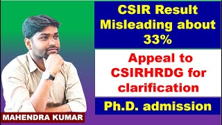 CSIR NET RESULT JUNE 2024 WHAT ABOUT 33 CRITERIACSIR RESULT MISLEADING ABOUT 33LIFE SCIENCE [upl. by Miarzim162]