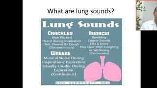 What are lung sounds Crackleswheeze Rhonchi  continuous rumbling sound high pitched sound [upl. by Slohcin]