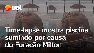 Furacão Milton Timelapse mostra piscina de resort ficando submersa durante tempestade na Flórida [upl. by Edsel]