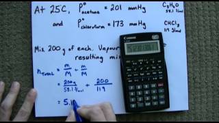 Raoults Law  Example Vapour Pressure of Mixture [upl. by Dwaine437]