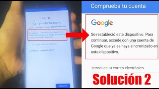 Se restableció este dispositivo Para continuar acceda con una cuenta de google  SOLUCION 2 [upl. by Anitnelav]