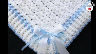 Simply gorgeous A crochet baby blanket pattern LEFT HAND TUTORIAL crochet bean stitch baby set [upl. by Bannon892]