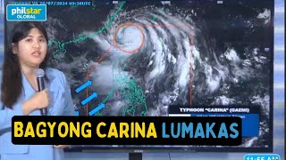 PAGASA Weather Update CarinaPH patuloy na lumalakas habang papalit sa Taiwan [upl. by Adnowal]