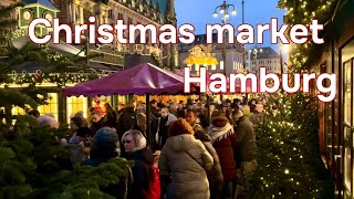 Christmas market at Rathaus Hamburg Walking starting from Neuer Wall [upl. by Ssenav]