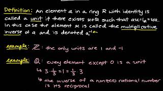 Units and Zero Divisors [upl. by Dnaltroc]