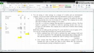 Case Example  Valuing Synergy  Free Cash Flows to the Firm FCFF Based Valuation of a Merger [upl. by Esinyt]