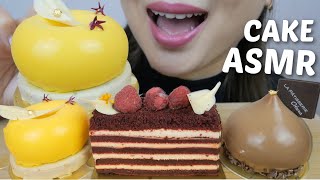 ASMR Mini CAKES Mango Mousse Red Velvet and Caramel Chocolate Mousse cake NO TALKING FOOD Sounds [upl. by Yasu]