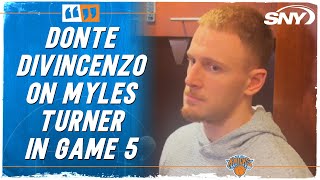 Donte DiVincenzo explains altercation with Myles Turner during Knicks Game 5 win  SNY [upl. by Haff518]