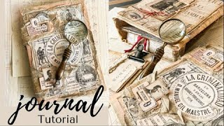 Vintage LAPBOOK flip through  NO SEW BINDING JOURNAL Tutorial for beginners JJ221 [upl. by Ardnait]