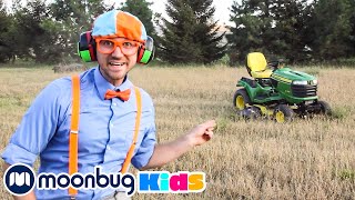 Learn about Lawn Mowers  Blippi  Moonbug Kids  Art for Kids [upl. by Nomit]