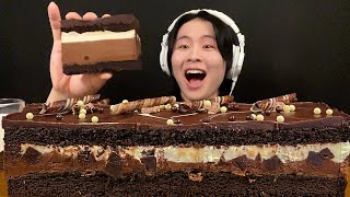 ASMR コストコのタキシードケーキ‼️【咀嚼音mukbangEating Sounds】【日本語字幕】 [upl. by Hars]