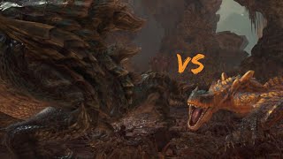 Monster Hunter World Iceborne Acidic Glavenus vs Tigrex Turf War [upl. by Naloc442]