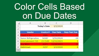 Color Cells based on Due Dates in Excel [upl. by Eytak]