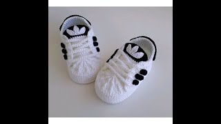 ADIDAS TEJIDOS A CROCHET PARA BEBE  PASO A PASO 0 A 3 MESES [upl. by Henni]