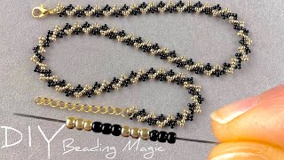 Easy Beaded Jewelry Tutorial How to Make a Beaded Necklace with only Seed Beads for Beginners [upl. by Ahsircal694]