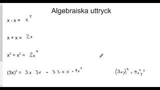 Matematik 2b Repetition av algebraiska uttryck [upl. by Ailaro]