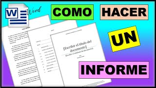 CÓMO HACER UN INFORME EN WORD ✅ REDACTAR UN INFORME CORRECTAMENTE📑 EN 5 MINUTOS✨ [upl. by Bonine]