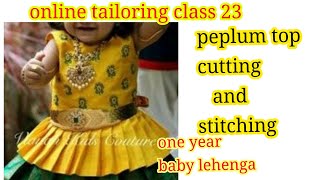 peplum top Cutting stitching in tamilpattu pavadai sattai cutting and stitchingtailoring class 23 [upl. by Innoc]