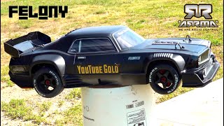 BURNT RUBBER NEW 80MPH ARRMA FELONY RESTOMOD MUSCLE CAR 6S BLX  RC ADVENTURES [upl. by Molloy]