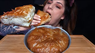 Galaktoboureko  Mukbang Cream n Phyllo  Syrup  Böreği [upl. by Eiramait127]